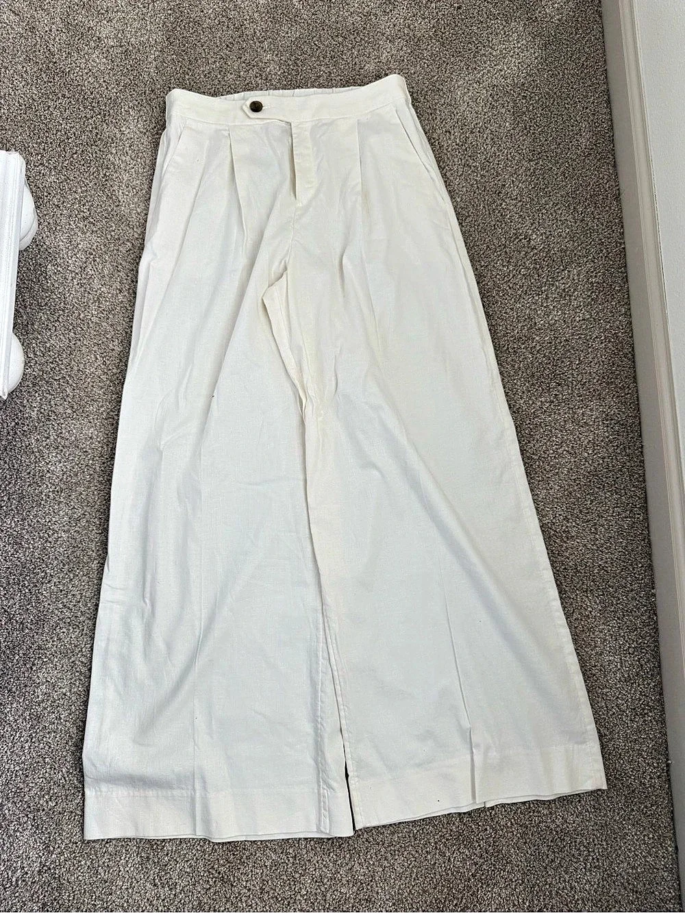 Banana Republic Wide Leg Linen Women's Pants White Size 4 Like New